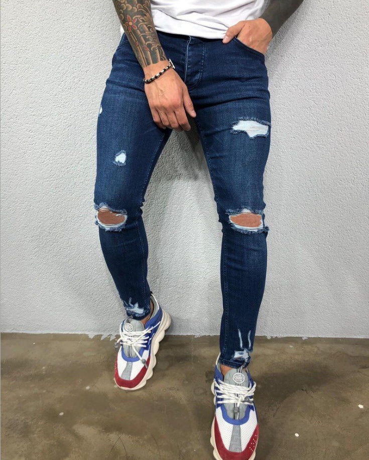 Men's Ripped Stretch Skinny Jeans — Slim-Fit Denim
