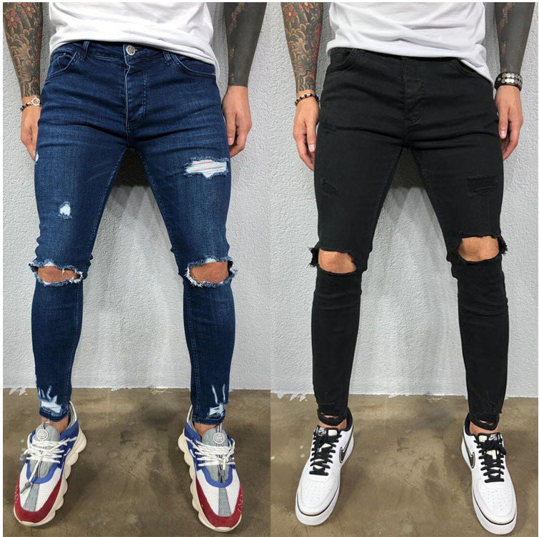 Men's Ripped Stretch Skinny Jeans — Slim-Fit Denim