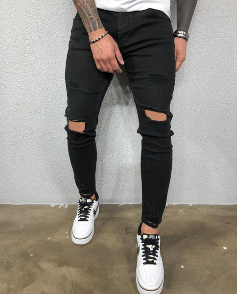 Men's Ripped Stretch Skinny Jeans — Slim-Fit Denim