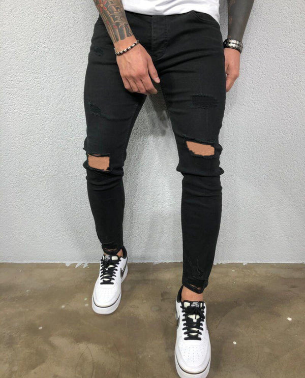 Men's Ripped Stretch Skinny Jeans — Slim-Fit Denim