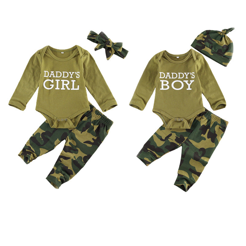 Letter Camouflage Children's Clothing Set
