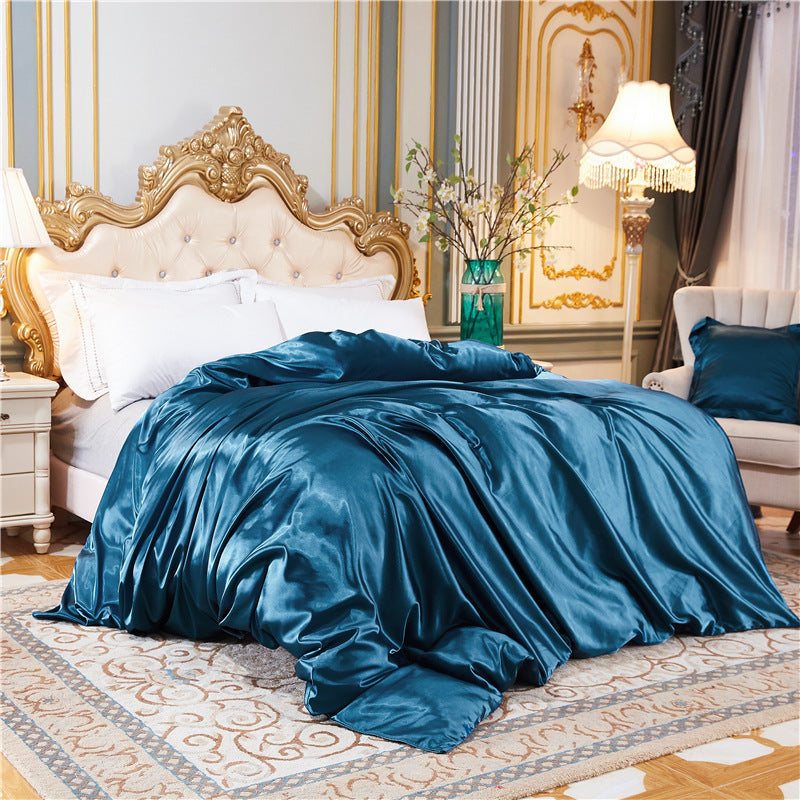 Ice Silk Summer Quilt Cover Set — Cool 4-Piece Bedding