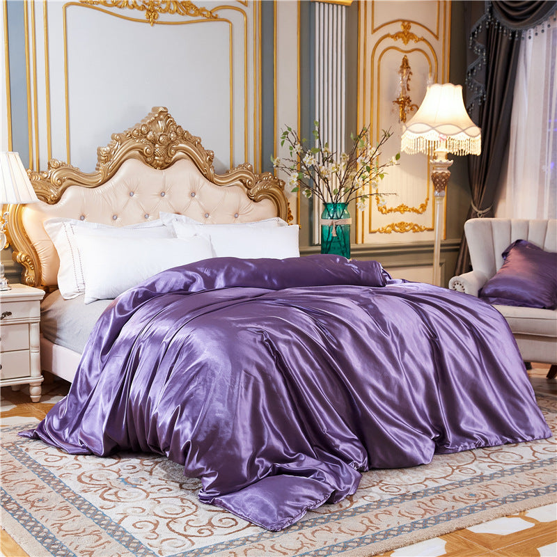Ice Silk Summer Quilt Cover Set — Cool 4-Piece Bedding