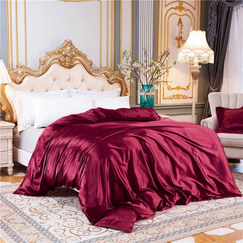 Ice Silk Summer Quilt Cover Set — Cool 4-Piece Bedding