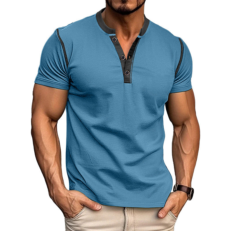 Men's Fashion Short-Sleeve V-Neck Polo Shirt
