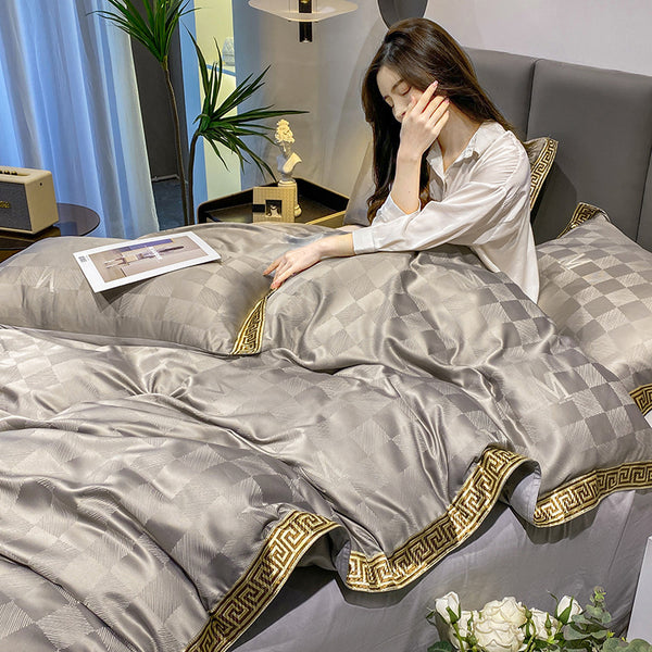 Premium Cotton Jacquard Sheets — Embroidered Bedding Set