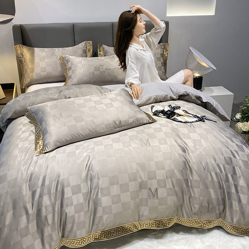 Premium Cotton Jacquard Sheets — Embroidered Bedding Set