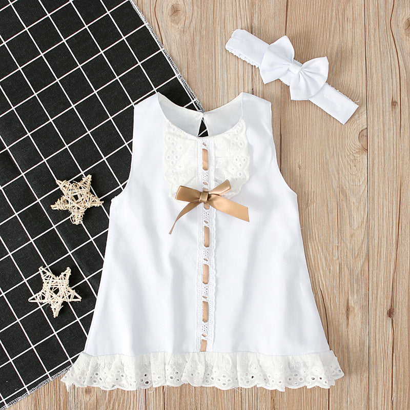 Baby Girls Sleeveless Bow Skirt