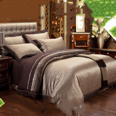 European Luxury Cotton Jacquard Bedding Set — Floral Elegance