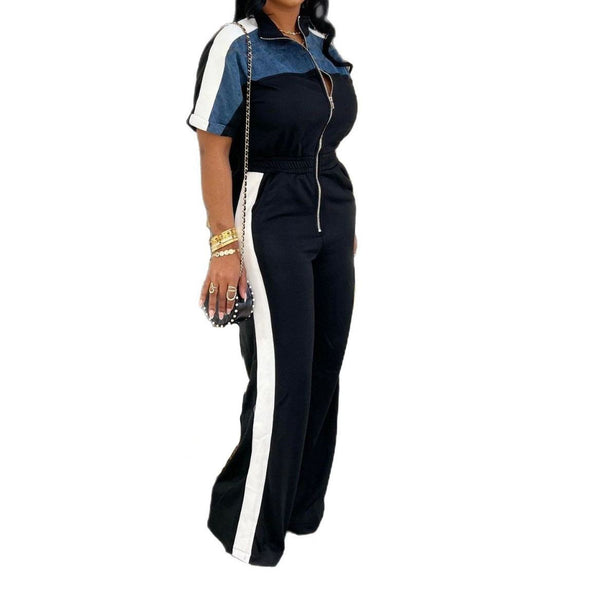 Short-Sleeve Zip-Front Jumpsuit