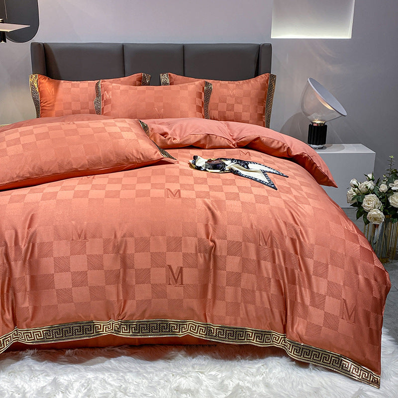 Premium Cotton Jacquard Sheets — Embroidered Bedding Set