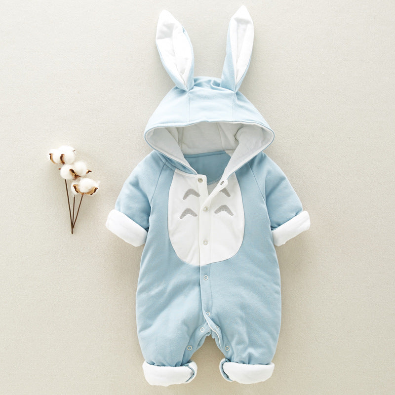 Cotton Padded Hooded Baby Romper Onesie