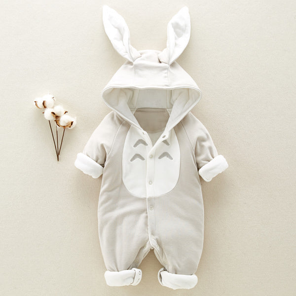 Cotton Padded Hooded Baby Romper Onesie
