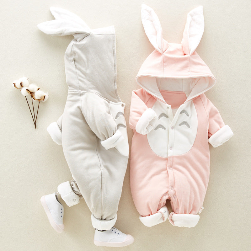 Cotton Padded Hooded Baby Romper Onesie