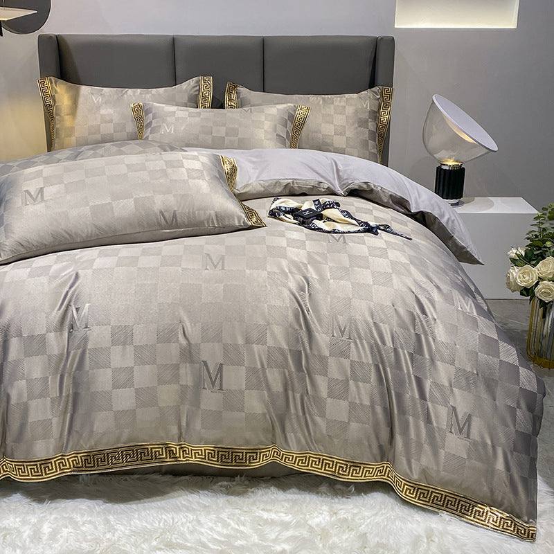 Premium Cotton Jacquard Sheets — Embroidered Bedding Set