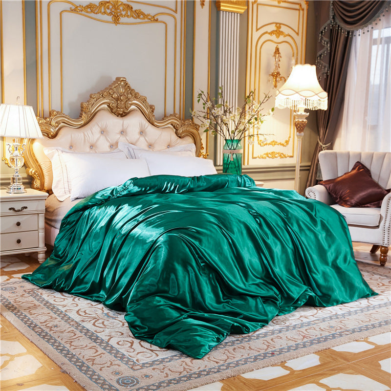 Ice Silk Summer Quilt Cover Set — Cool 4-Piece Bedding