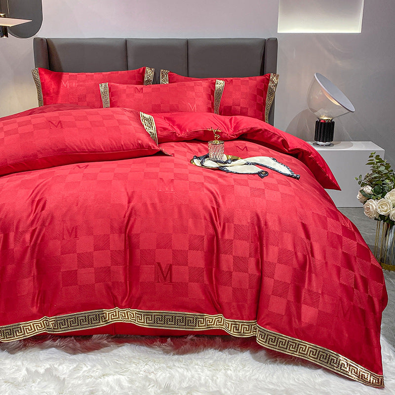 Premium Cotton Jacquard Sheets — Embroidered Bedding Set