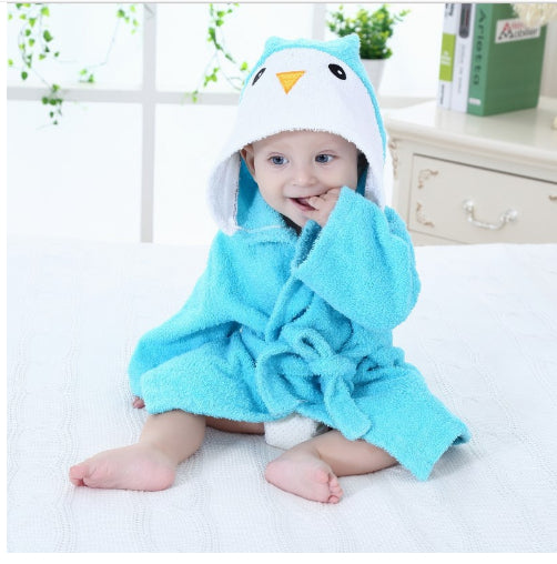 Children's Hooded Animal Bathrobe Absorbent