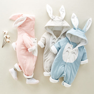 Cotton Padded Hooded Baby Romper Onesie