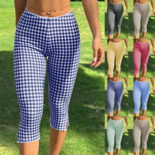 Plaid Knit Stretch Leggings