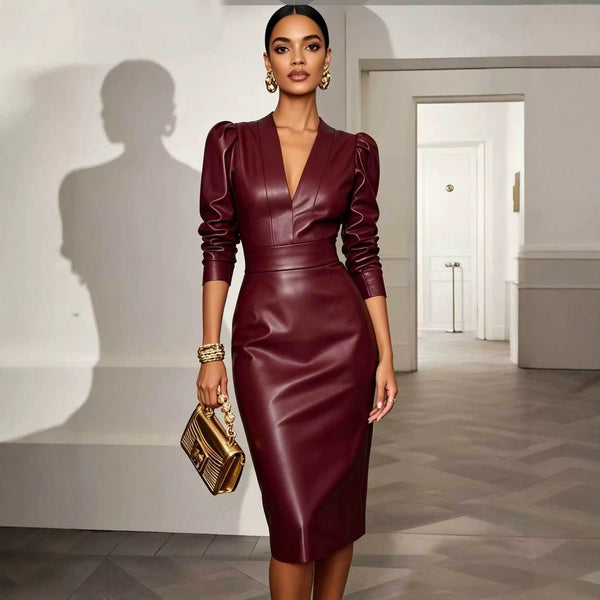 New PU Leather Slim Fit Dress For Women