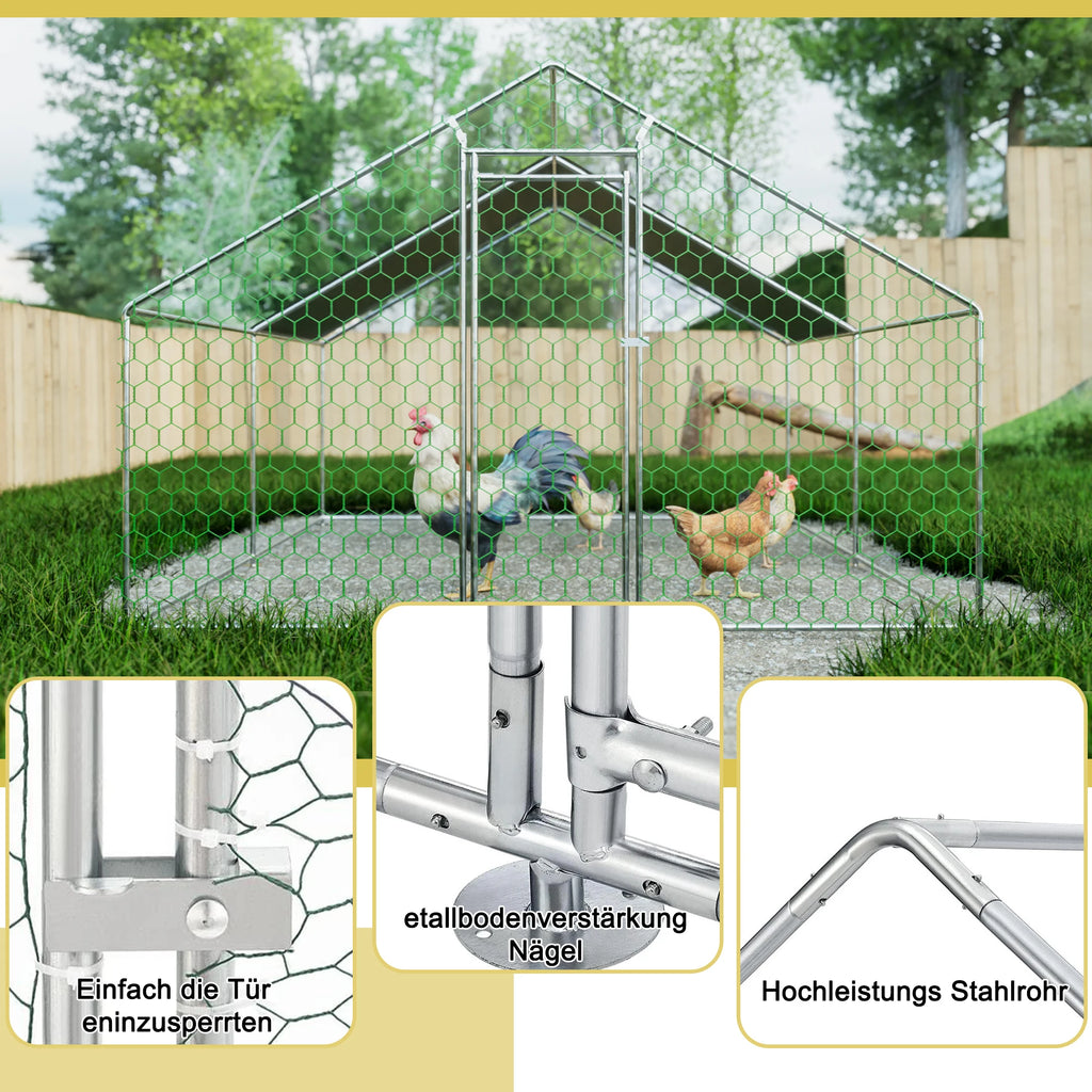 Metal Chicken Coop 3x4x2m Large