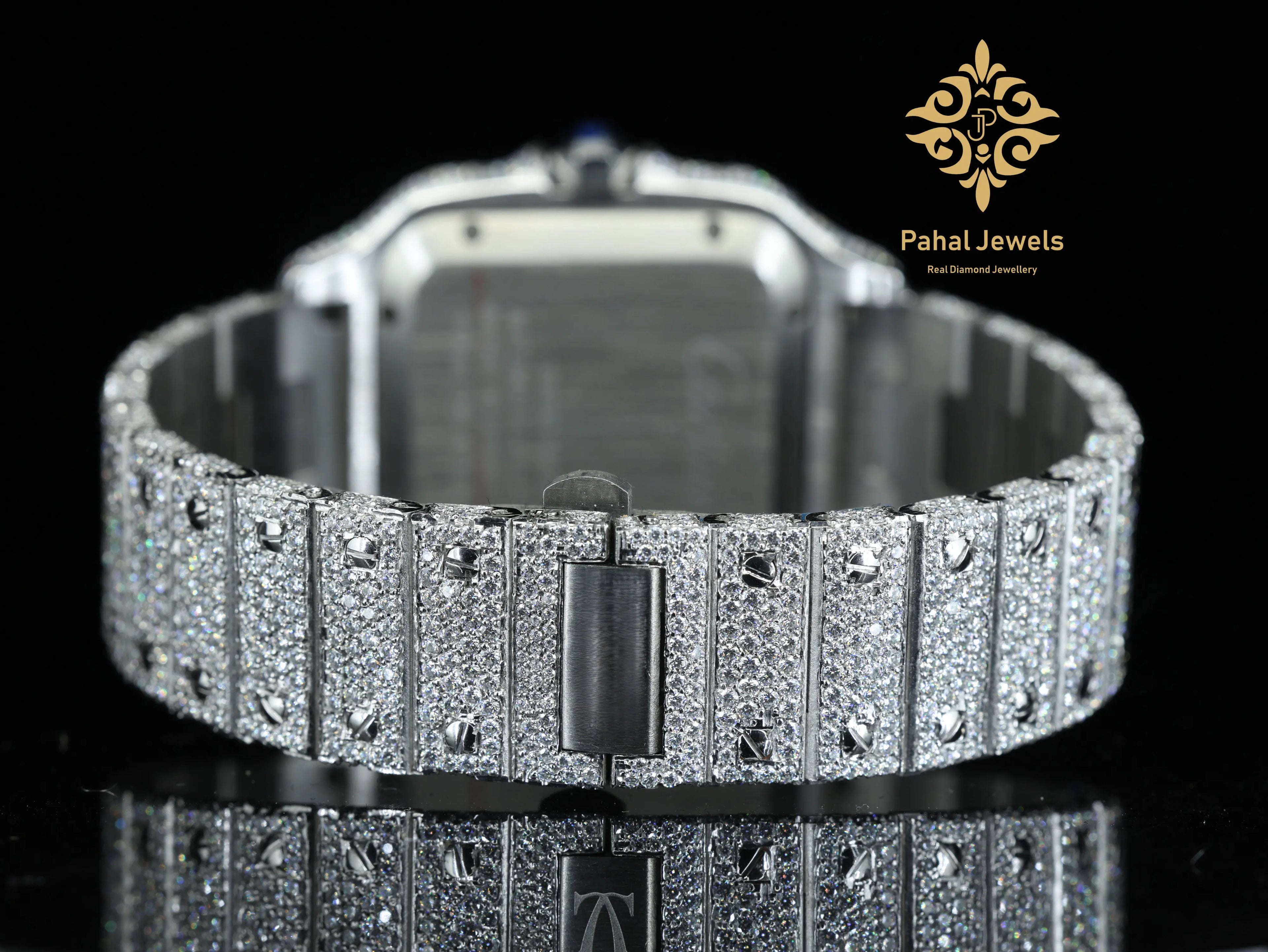 Iced Out VVS Moissanite Automatic Watch — 40mm Square, Sapphire, Buss Down