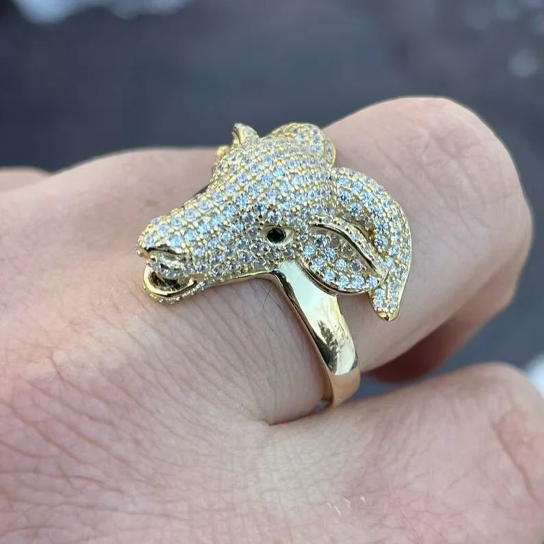 925 Silver Head Ring With Moissanite Diamonds Stylish Animal Head Design Ring For Men Luxury Hip Hop Shine Piece925