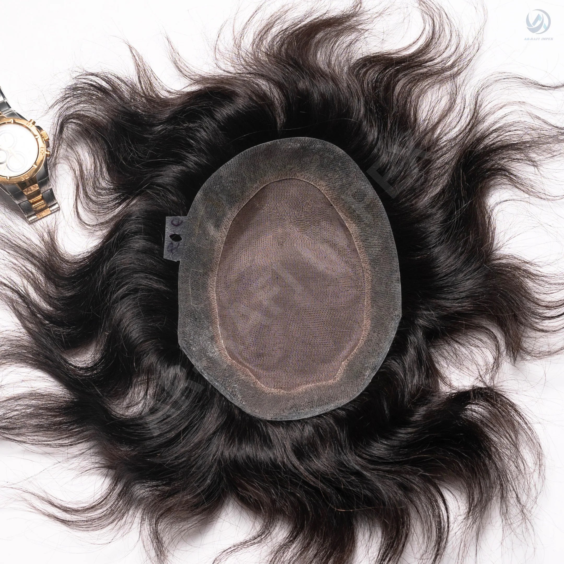 8x6 B M W Border Indian Remy Straight PU Glue/Clip in Hair Patch/Toupee for Men Basic Monofilament