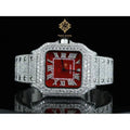 Iced Out VVS Moissanite Automatic Watch — 40mm Square, Sapphire, Buss Down