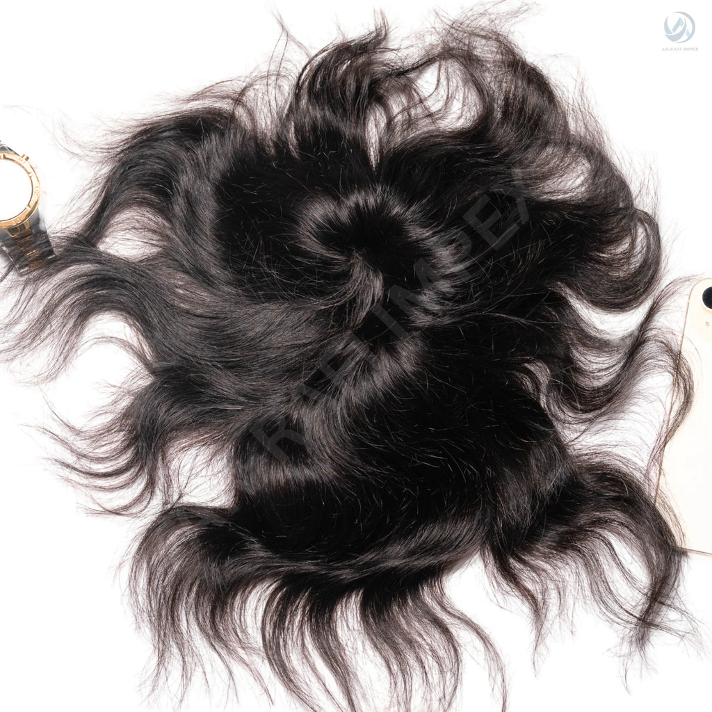 8x6 B M W Border Indian Remy Straight PU Glue/Clip in Hair Patch/Toupee for Men Basic Monofilament