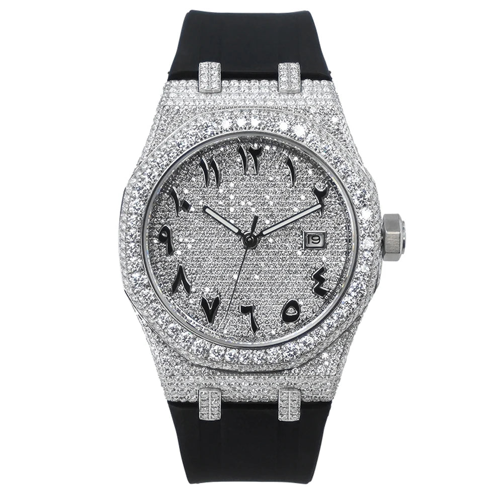 VVS Moissanite Automatic Watch — 42mm Round, Sapphire, Day/Date