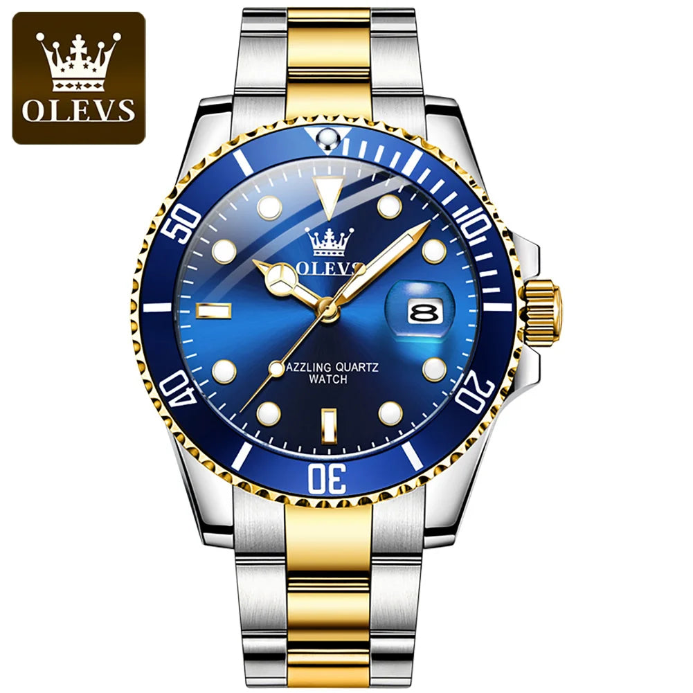 OLEVS 5885 Stainless Steel Chronograph Sport Watch — 41mm, Luminous