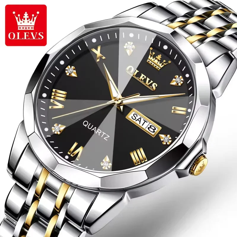 OLEVS 9931 Chronograph Quartz Watch — 41mm, Luminous Backlight, 3BAR