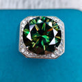 Silver 925 Original 10 Carat Excellent Cut Diamond Test Past Large Green Moissanite Ring for Men Gift Brilliant Gemstone Jewelry