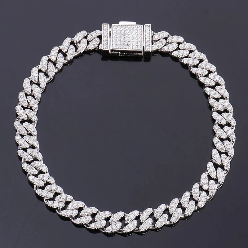 Miami Cuban Link 7-24 Inches Moissanite Diamond Chains Cuban Link Bracelet 925 Moissanite Chain Iced Out Jewelry Bracelet Men