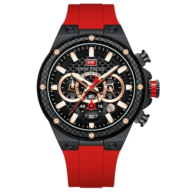 Mini Focus MF0468G Sport Quartz Watch — 44.5mm, Silicone, 3BAR
