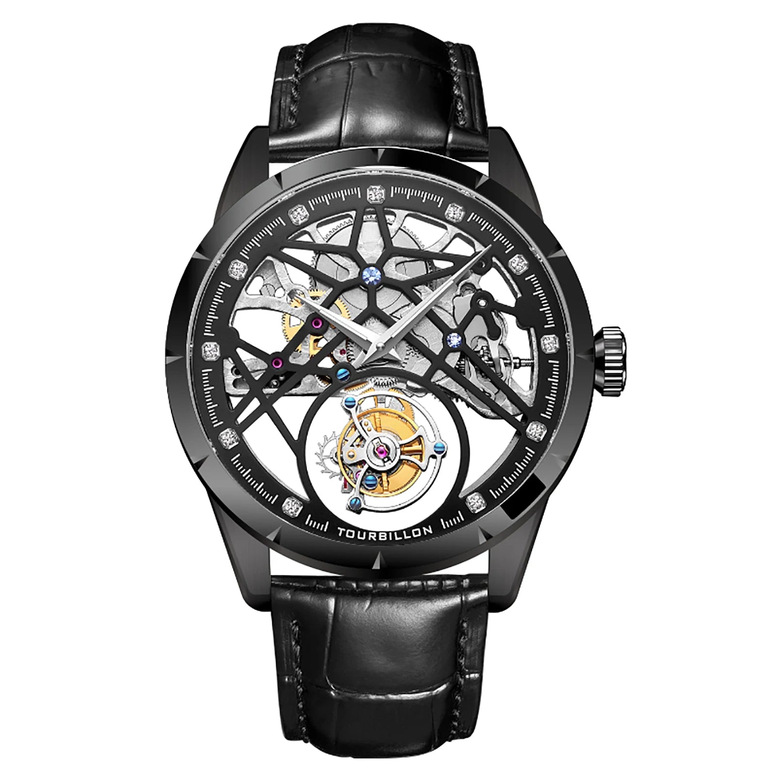AESOP Custom Logo Tourbillon Watch — Sapphire Crystal, Leather Strap, 5BAR