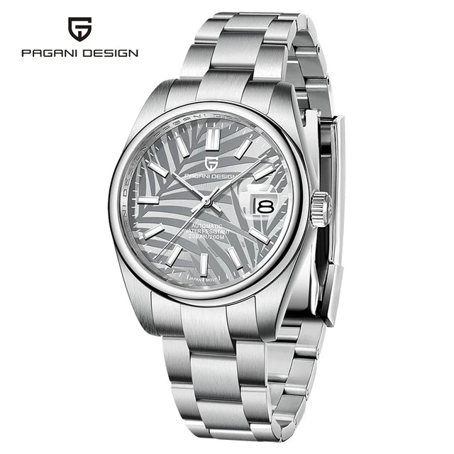 PAGANI DESIGN 39mm Palm Leaf NH35A Automatic Watch — Sapphire, 10BAR