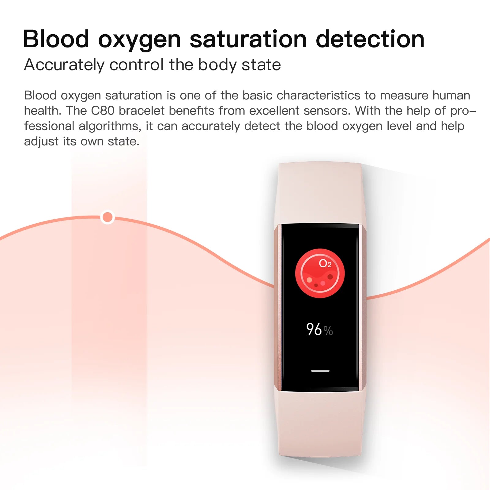 C80 Amoled High Resolution Body Temperature Heart Rate Monitor Sport Tracking Smart Bracelet Watches for Men and Women