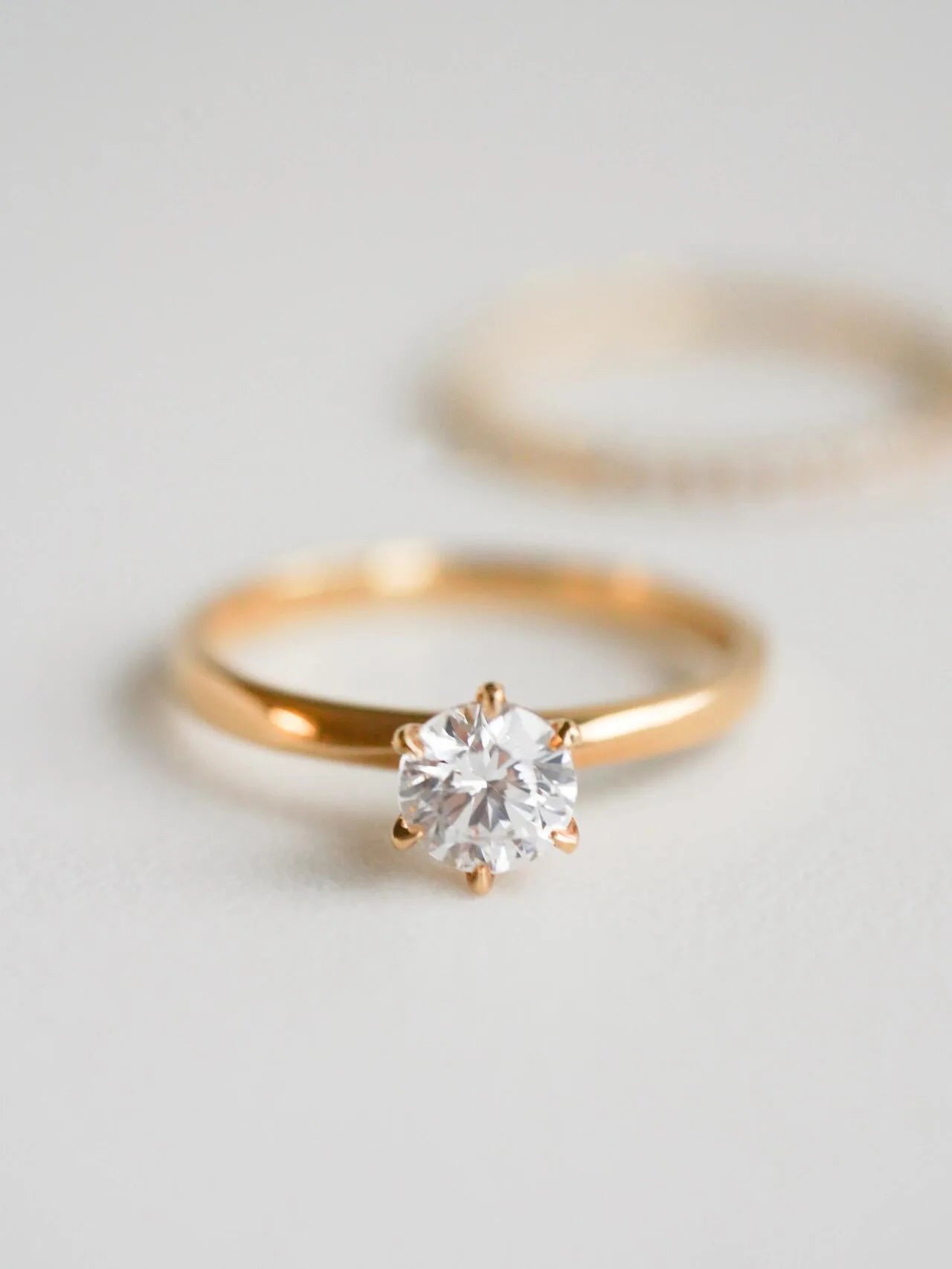 18K Gold Six Claw Diamond Ring Au750 Gold Rose Gold Single Inlaid Moissanite Girls' Wedding Ring Wholesale