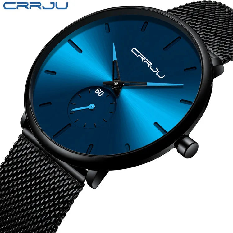CRRJU 2150 Gold Ultra-Thin Oval Quartz Watch — 40mm, Auto Date, 3BAR