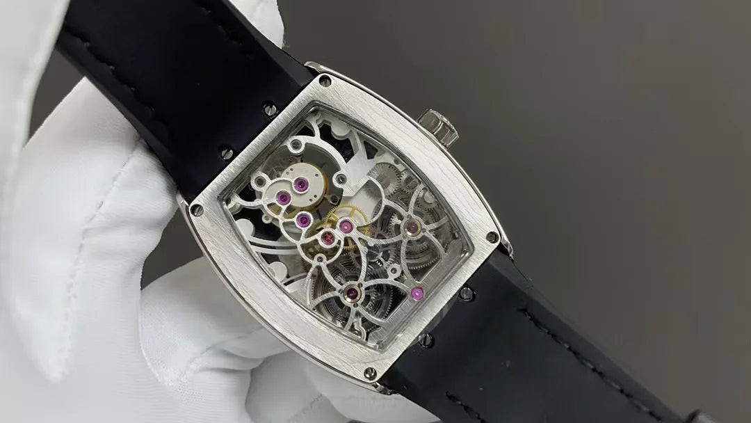 Luxury Skeleton Tourbillon Automatic Watch — Tonneau, 10BAR, Sapphire