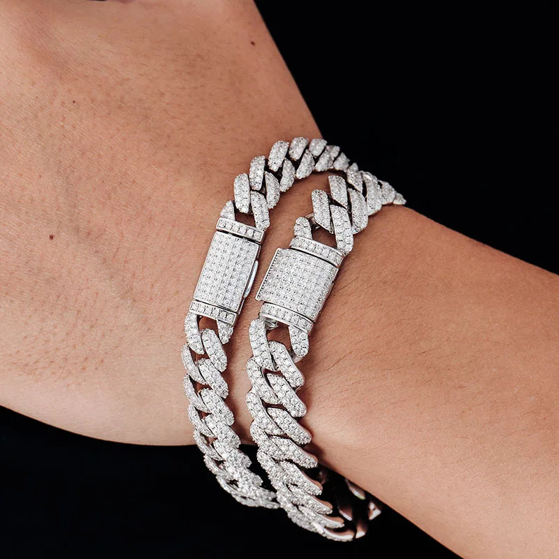 Miami Cuban Link 7-24 Inches Moissanite Diamond Chains Cuban Link Bracelet 925 Moissanite Chain Iced Out Jewelry Bracelet Men