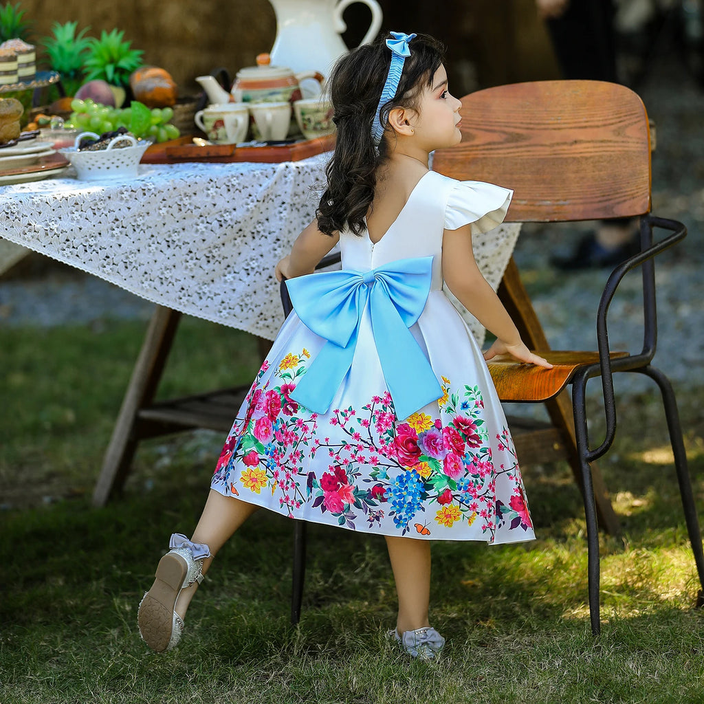 Kids Floral Summer Birthday Princess Dress
