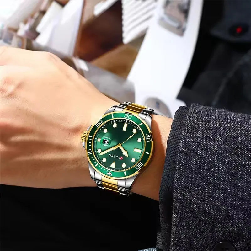 CURREN 8388 Gold Quartz Watch — 45mm, Day/Date, Luminous, 3BAR