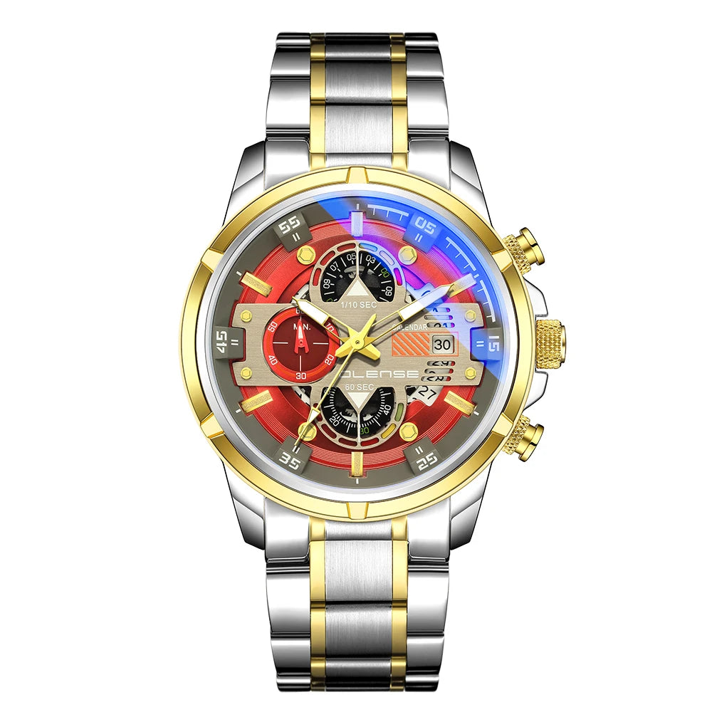 OLENSE 9002 Luxury Sport Chronograph Watch — 55mm, 3BAR, Calendar