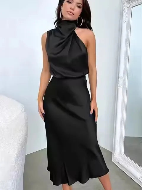 Evening Dress Party Clothes Ladies Women Fashion Elegant Celebrity Dresses Summer High-End Silk Satin Sleeveless Long Dress