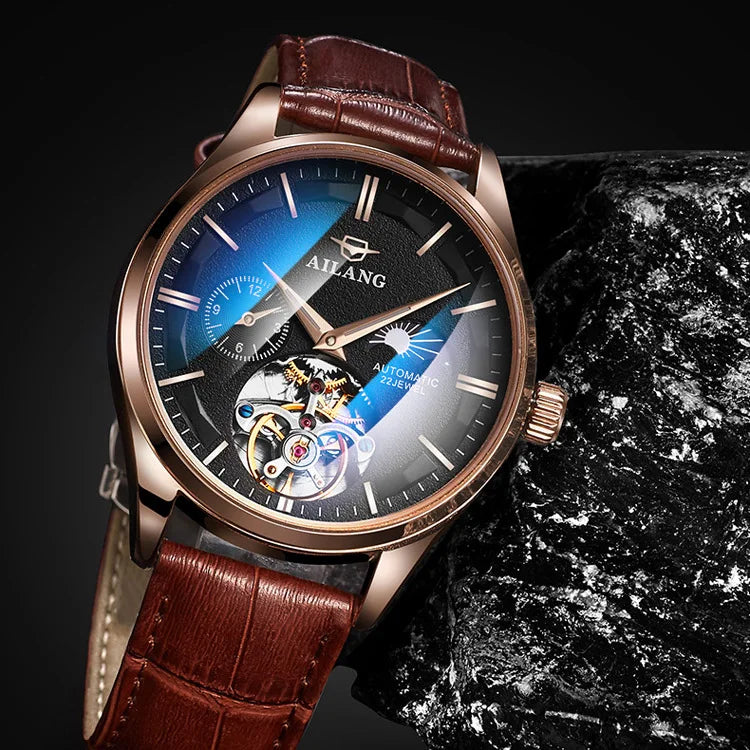 AILANG Tourbillon Automatic Watch — 41mm, Leather or Steel, 3BAR