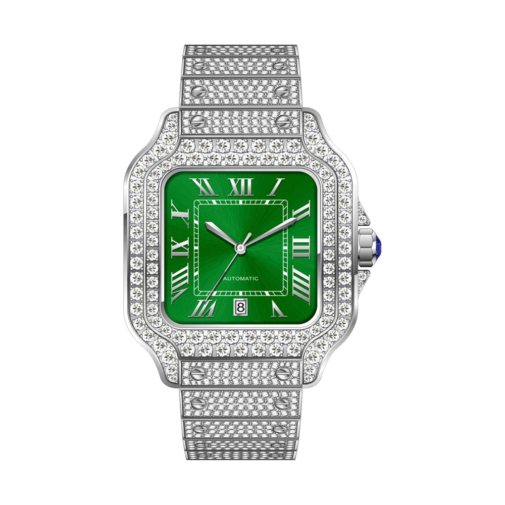 Iced Out D-Color VVS Moissanite Automatic Watch — Sapphire, 40mm